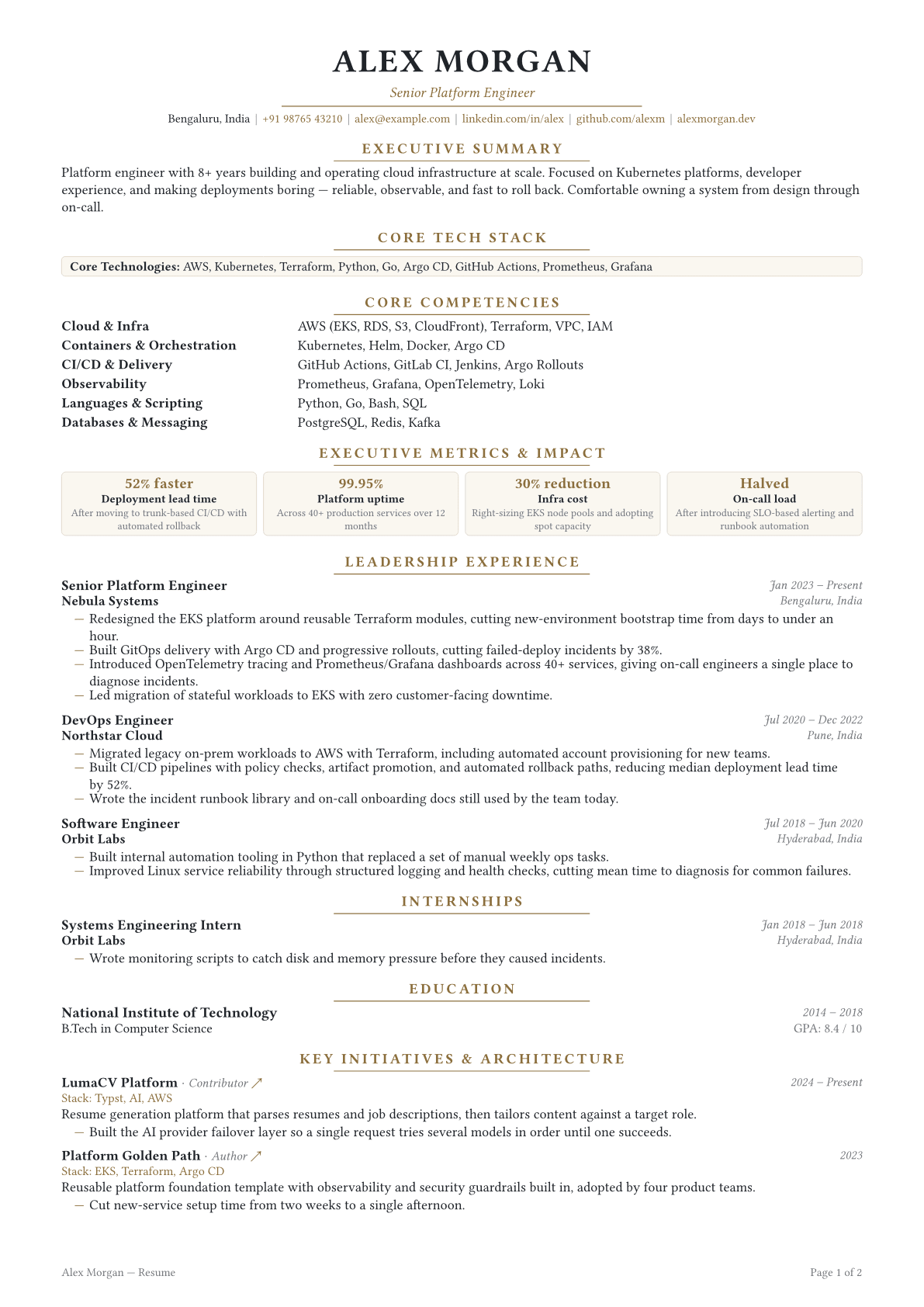 Executive template preview
